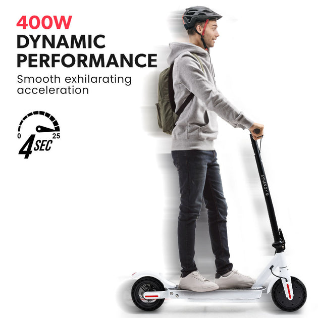 VALK 400W Electric Scooter, with Suspension for Adults Portable Folding Ride On,Synergy 5 MkII White - Shoppers Haven  - Sports & Fitness > Scooters and Accessories     