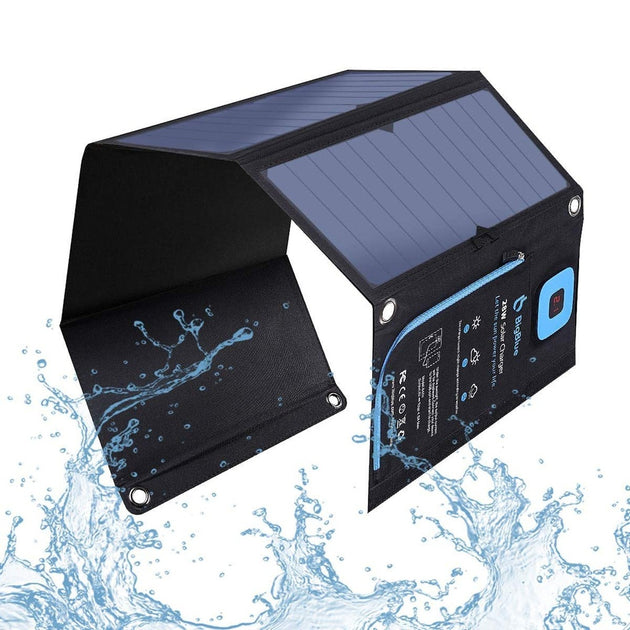 BigBlue Portable 28W SunPower Solar Panel 2 USB Ports with Digital Ammeter - Shoppers Haven  - Home & Garden > Solar Panels     