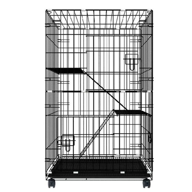 FLOOFI Three-Level Pet Rabbit Bird Cage with Hammock (Black) FI-PRBC-100-XD - Shoppers Haven  - Pet Care > Coops & Hutches     