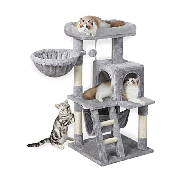 Floofi 104cm Plush Cat Condo Cat Tree Light Grey FI-CT-166-ZZ - Shoppers Haven  - Pet Care > Cat Supplies     