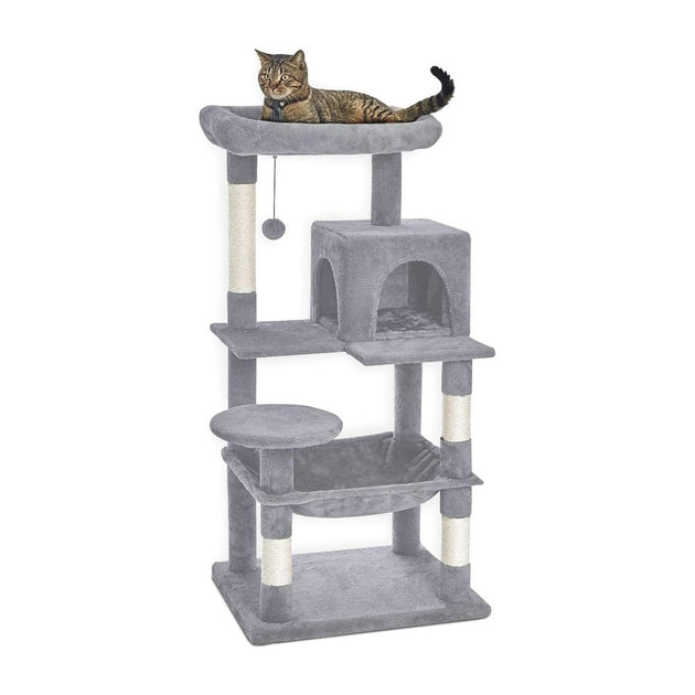 Floofi 118cm Plush Cat Condo Cat Tree Light Grey FI-CT-169-ZZ - Shoppers Haven  - Pet Care > Cat Supplies     