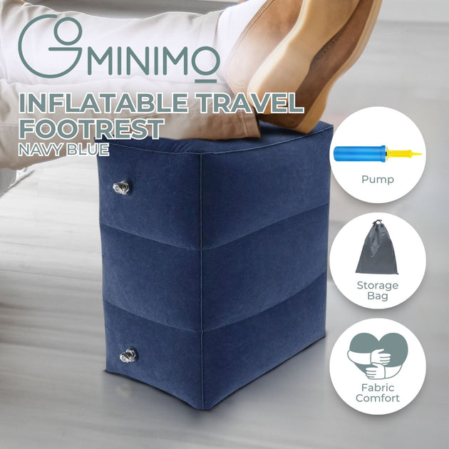 GOMINIMO Inflatable Travel Foot Rest Pillow with Adjustable Three Layers Height (Navy Blue) GO-IFRP-100-TR - Shoppers Haven  - Outdoor > Others     