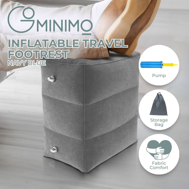 GOMINIMO Inflatable Travel Foot Rest Pillow with Adjustable Three Layers Height (Grey) GO-IFRP-101-TR - Shoppers Haven  - Outdoor > Others     