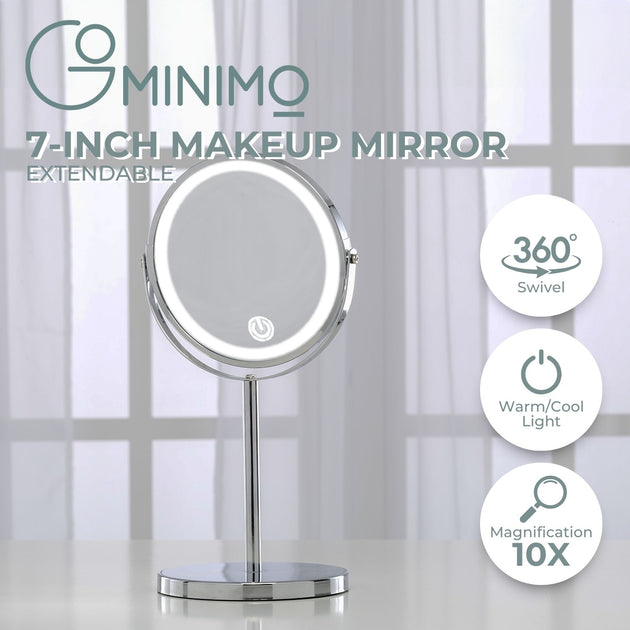 GOMINIMO 7 Inch LED Makeup Mirror with 10x Magnifying (Silver) GO-MMR-102-ZL - Shoppers Haven  - Health & Beauty > Makeup Mirrors     