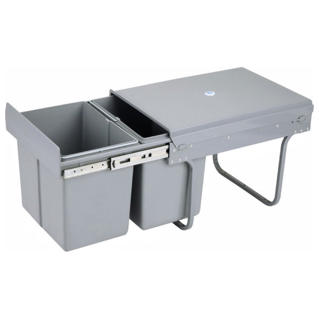 GOMINIMO 2x15L Kitchen Twin Pull Out Bin (Grey) GO-POB-100-SDRS - Shoppers Haven  - Home & Garden > Kitchen Bins     