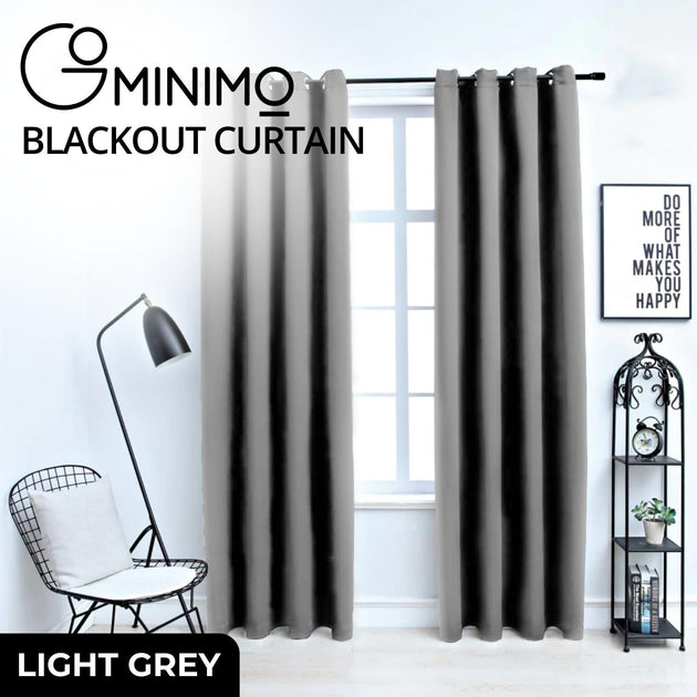 GOMINIMO Blackout Window Curtains for Thermal Insulated Room (Set of 2, W132cm x D213cm, Light Grey) GO-CNB-104-MM - Shoppers Haven  - Home & Garden > Curtains     