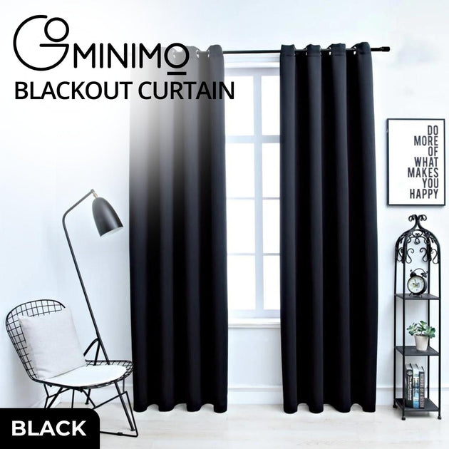GOMINIMO Blackout Window Curtains for Thermal Insulated Room (Set of 2, W132cm x D243cm, Black) GO-CNB-113-MM - Shoppers Haven  - Home & Garden > Curtains     