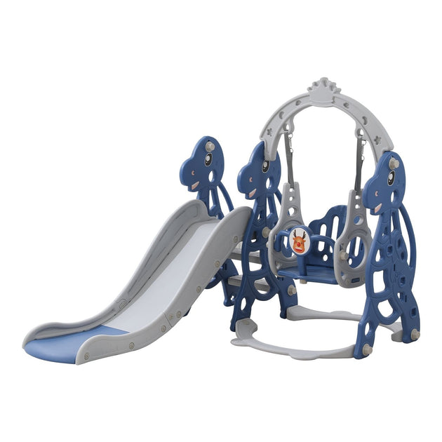 GOMINIMO Kids Slide and Swing Set with Basketball Hoop (blue Dinosaur) GO-KS-103-TF - Shoppers Haven  - Baby & Kids > Kid's Furniture     
