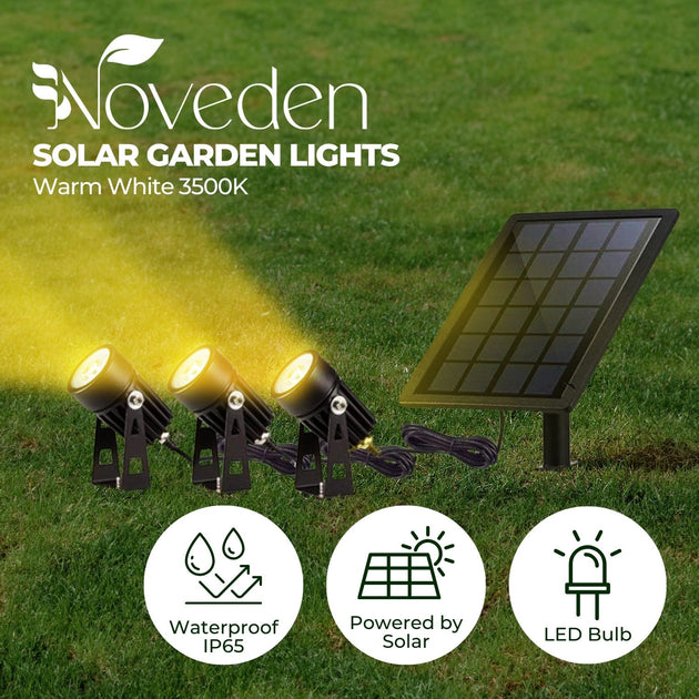 NOVEDEN Solar Garden Lights with 3 Set LED Spotlights (Warm White) NE-SL-105-HK - Shoppers Haven  - Home & Garden > Garden Lights     