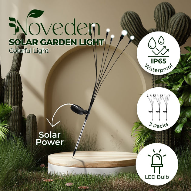 NOVEDEN 3 Pieces Solar Powered Firefly Lights (Color Light) NE-SL-109-ZL - Shoppers Haven  - Home & Garden > Garden Lights     