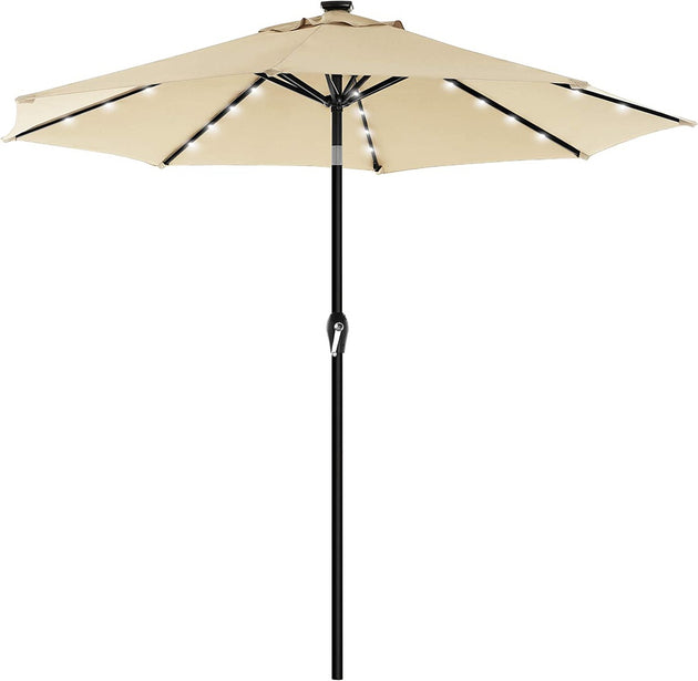 SONGMICS 3m Solar Lighted Outdoor Patio Umbrella Cream - Shoppers Haven  - Outdoor > Others     