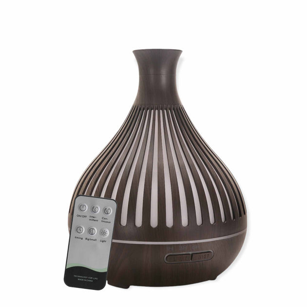 Essential Oil Aroma Diffuser - 400ml Remote Dark Wood Ultrasonic Mist Humidifier - Shoppers Haven  - Appliances > Aroma Diffusers & Humidifiers     