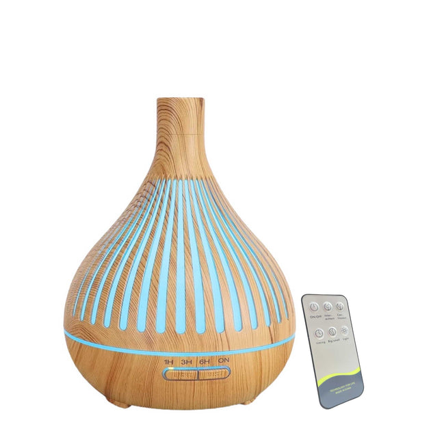 Essential Oil Aroma Diffuser and Remote - 400ml Narrow Top Wood Mist Humidifier - Shoppers Haven  - Appliances > Aroma Diffusers & Humidifiers     