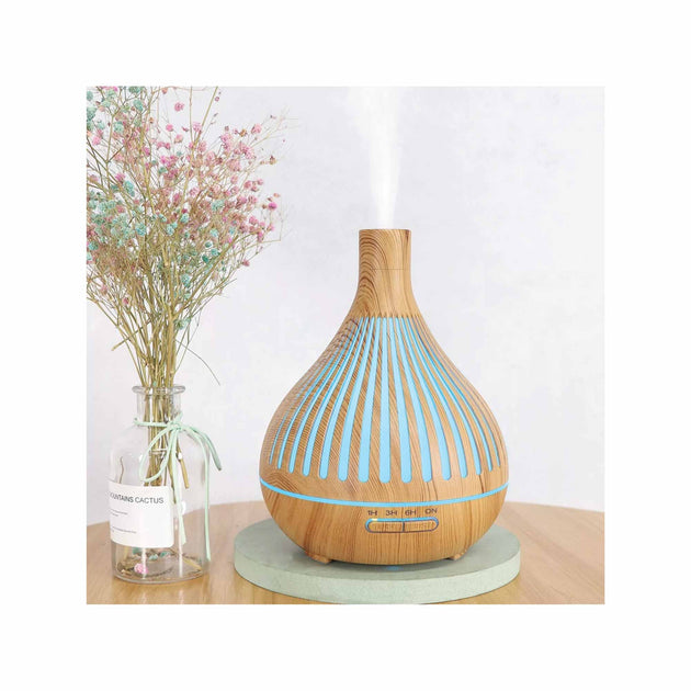 Essential Oil Aroma Diffuser and Remote - 400ml Narrow Top Wood Mist Humidifier - Shoppers Haven  - Appliances > Aroma Diffusers & Humidifiers     