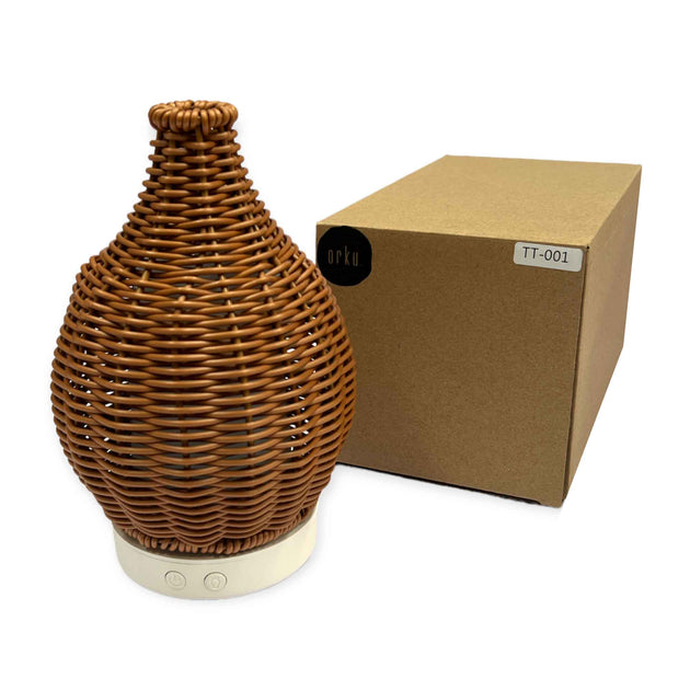 Essential Oil Aroma Diffuser and Remote - 100ml Rattan Woven Mist Humidifier - Shoppers Haven  - Appliances > Aroma Diffusers & Humidifiers     
