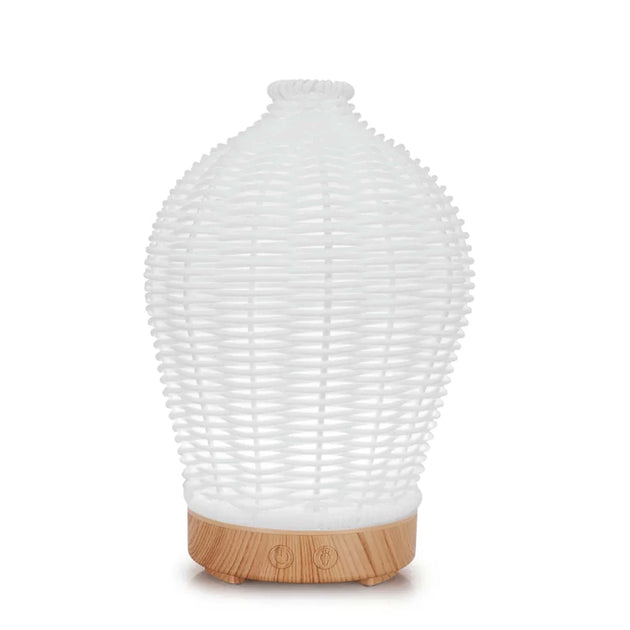 Essential Oil Aroma Diffuser and Remote - 100ml Rattan White Mist Humidifier - Shoppers Haven  - Appliances > Aroma Diffusers & Humidifiers     