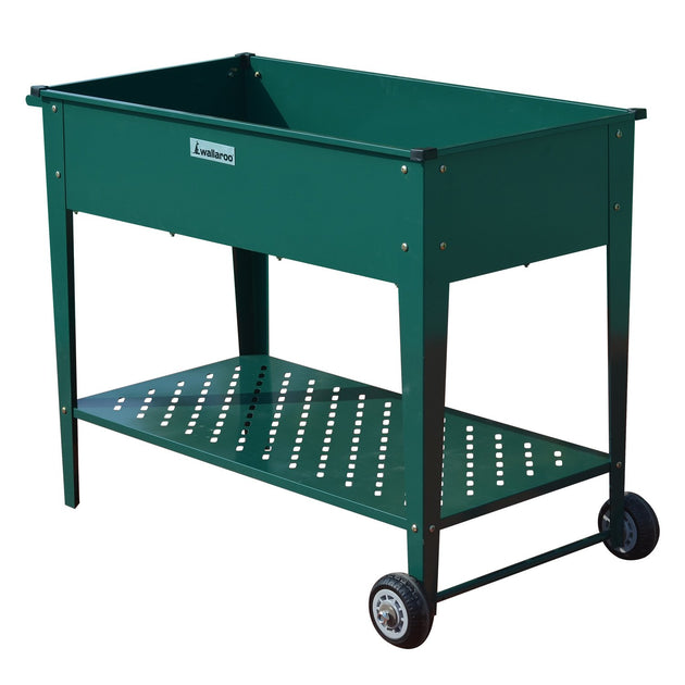 Wallaroo Garden Bed Cart Raised Planter Box 108.5 x 50.5 x 80cm Galvanized Steel - Green - Shoppers Haven  - Home & Garden > Garden Beds     
