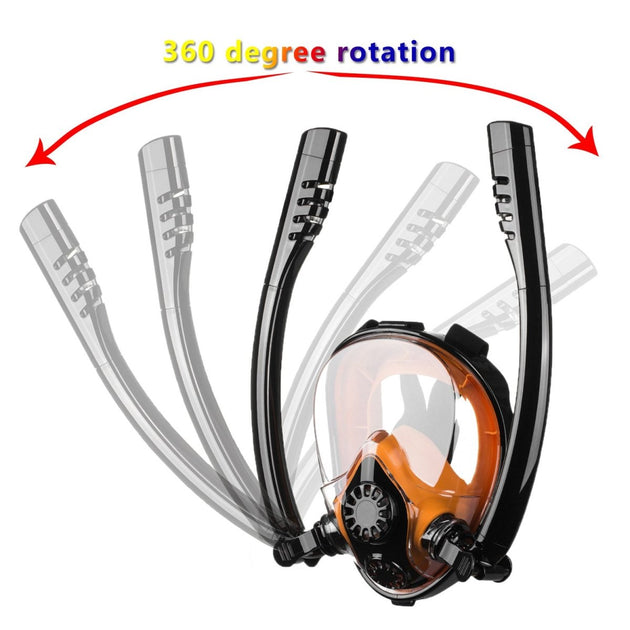 Snorkel Mask Full Face Diving Mask Snorkel Swim Goggles 180° View Anti Fog Large - Shoppers Haven  - Outdoor > Others     