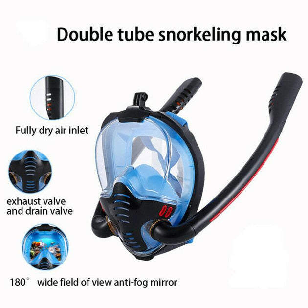 Snorkel Mask Safe Double Breathing System Full Face Snorkeling Anti Leak/Fog AU Small - Shoppers Haven  - Outdoor > Others     