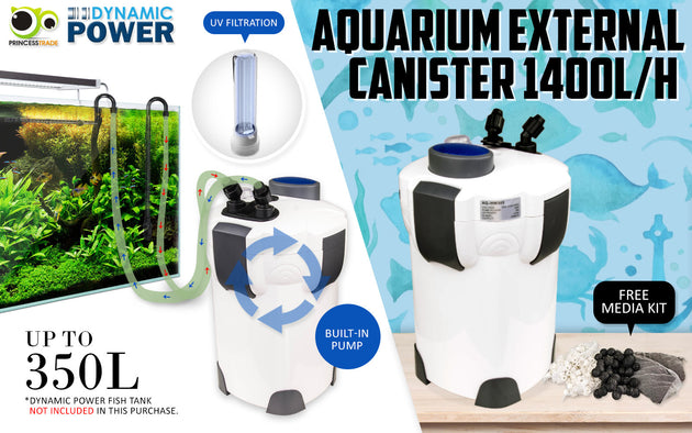 Aquarium UV Light External Canister Filter 1400L/H + Media Kit - Shoppers Haven  - Pet Care > Aquarium     
