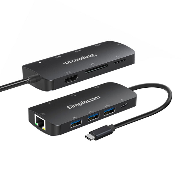 Simplecom CHT580 USB-C SuperSpeed 8-in-1 Multiport Hub Adapter HDMI 2.0 Docking Station - Shoppers Haven  - Electronics > USB Gadgets     