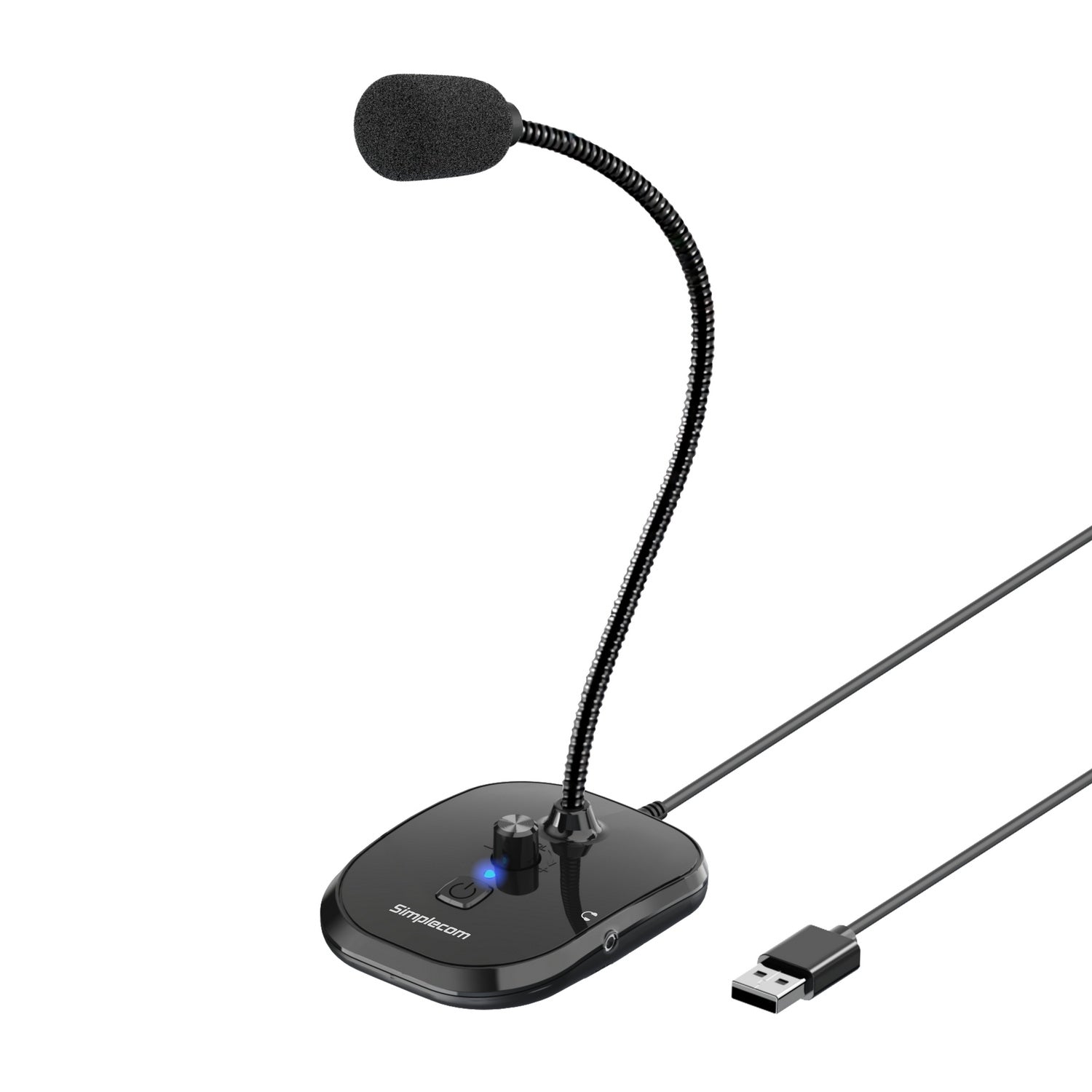 Simplecom UM360 Plug and Play USB Desktop Microphone with Headphone Jack - Shoppers Haven  - Electronics > Headphones and Earphones     