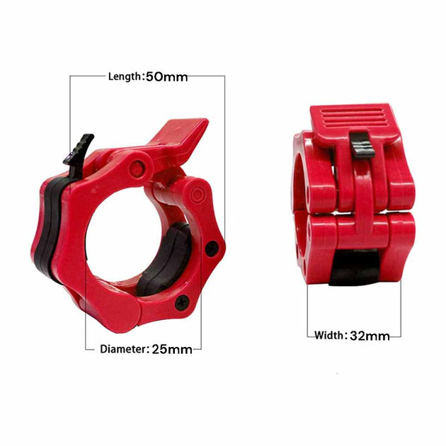 2Pcs 1in / 25mm Dumbbell Clamps Barbell Clamps Collars Clips Bar Plates Collar Clips Red - Shoppers Haven  - Sports & Fitness > Fitness Accessories     