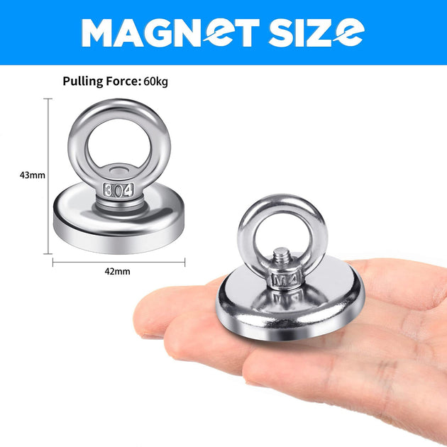 Salvage 60KG Recovery Magnet Hook Countersunk Hole Eyebolt Treasure Hunting Fishing - Shoppers Haven  - Outdoor > Others     