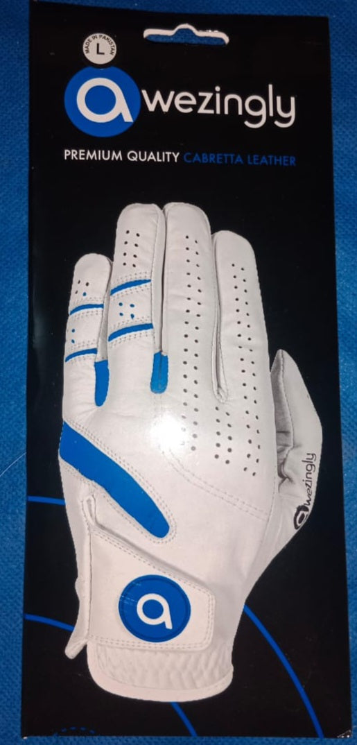 Awezingly Power Touch Cabretta Leather Golf Glove for Men - White (L) - Shoppers Haven  - Sports & Fitness > Golf     