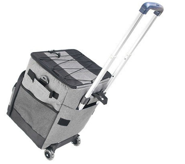 Cooler Picnic Bag Trolley Thermally Insulated - 36L - 60 cans - Grey - Drinks Food Cool Bag Rainproof - Shoppers Haven  - Outdoor > Picnic     