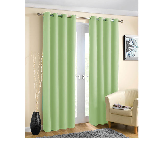 Pair of Blockout Plain Eyelet Curtains Sage - Shoppers Haven  - Home & Garden > Curtains     