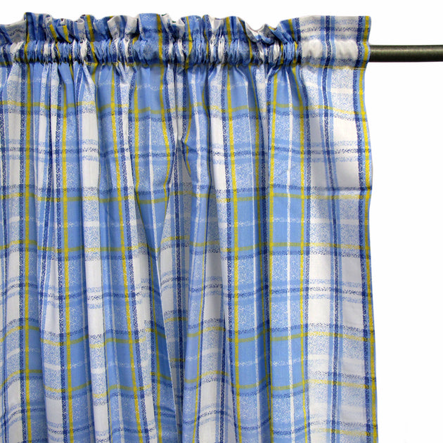 Home Innovations Pair of Polyester Cotton Rod Pocket Blue Checkered Curtains - Shoppers Haven  - Home & Garden > Curtains     