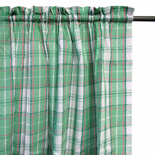 Home Innovations Pair of Polyester Cotton Rod Pocket Green Checkered Curtains - Shoppers Haven  - Home & Garden > Curtains     