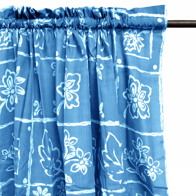 Home Innovations Pair of Polyester Cotton Rod Pocket Blue Floral Curtains - Shoppers Haven  - Home & Garden > Curtains     
