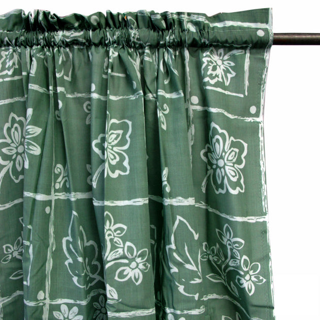 Home Innovations Pair of Polyester Cotton Rod Pocket Green Floral Curtains - Shoppers Haven  - Home & Garden > Curtains     