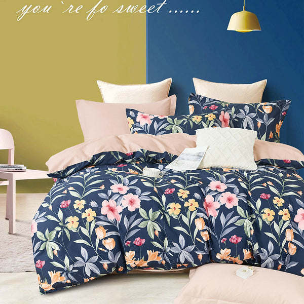 Ardor 250TC Ariana Floral Cotton Sateen Quilt Cover Set King - Shoppers Haven  - Home & Garden > Bedding     