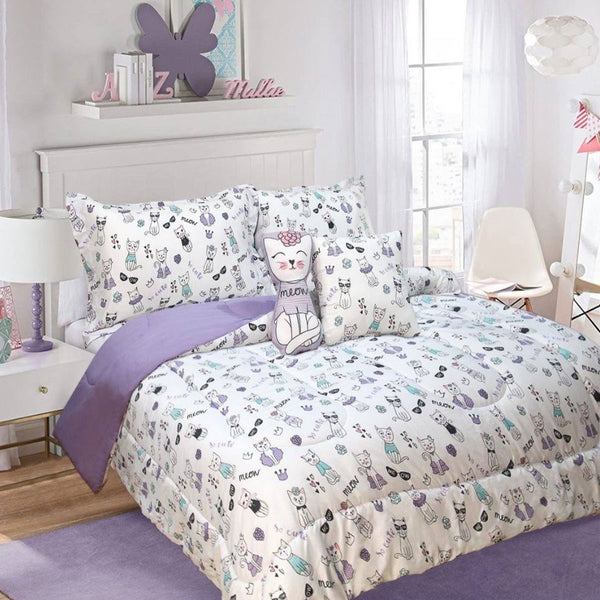 Ramesses 5 Piece Kids Comforter Set Cat Double - Shoppers Haven  - Home & Garden > Bedding     