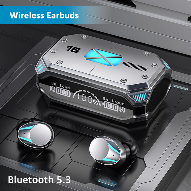 M41 TWS Bluetooth V5.3 Headphone Sports Cyberpunk Earphone HiFi Stereo LED Display - Shoppers Haven  - Electronics > Headphones and Earphones     