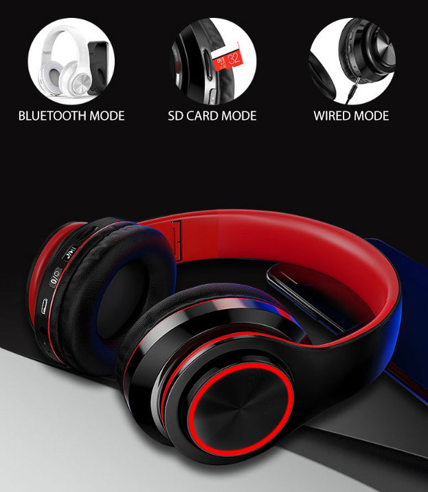 Bluetooth 5.0 Wireless Earphones Foldable Headset Stereo Headphones (Black) - Shoppers Haven  - Electronics > Headphones and Earphones     