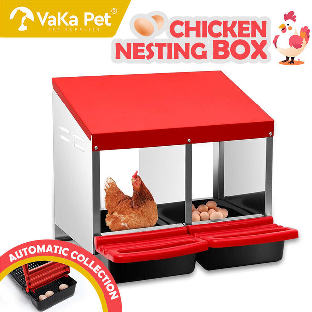 VaKa Chicken Hen Coop Hutch 2 Hole Inside Outside Roll Away Lay Egg Nesting Box - Shoppers Haven  - Pet Care > Bird     