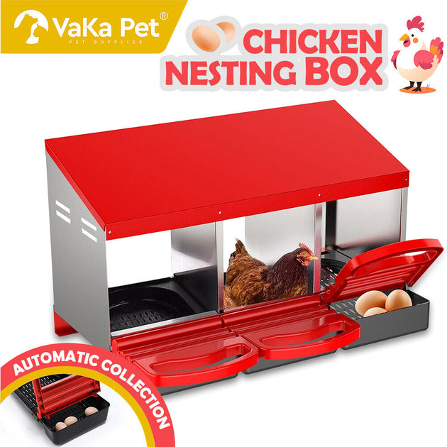 VaKa Chicken Hen Coop Hutch 3 Hole Inside Outside Roll Away Lay Egg Nesting Box - Shoppers Haven  - Pet Care > Bird     