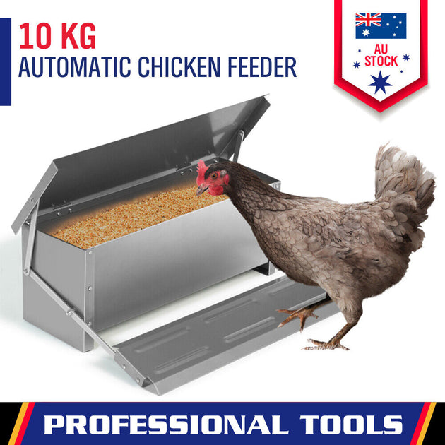 10KG 12.5L Garden Farm Automatic Food Storage Box Stand Chicken Feeder Poultry - Shoppers Haven  - Pet Care > Bird     