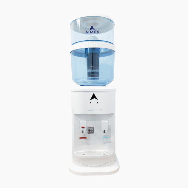 Luxurious White Benchtop Hot and Cold-Water Dispenser with Filter Bottle and LG Compressor - Shoppers Haven  - Appliances > Appliances Others     