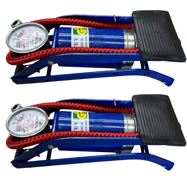 2x HIGH PRESSURE FOOT PUMP Ball Bicycle Motorbike Car Tire Inflator Tyre Air - Shoppers Haven  - Sports & Fitness > Scooters and Accessories     