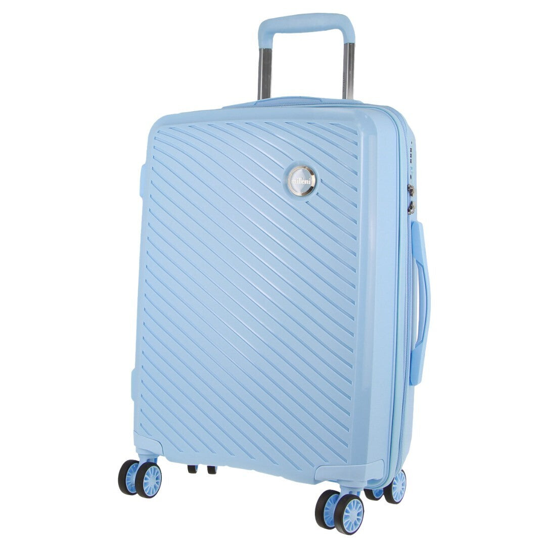Milleni Hardshell Cabin Luggage Bag Travel Carry On Suitcase 54cm (39L) - Blue - Shoppers Haven  - Travel Bags     
