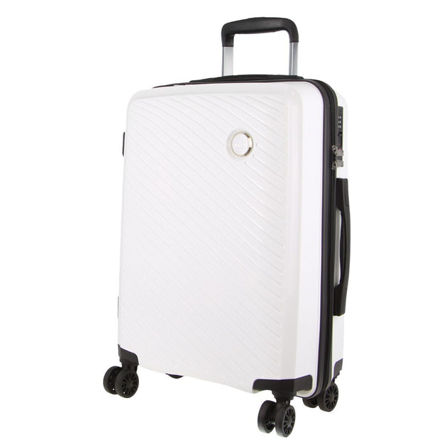 Milleni Hardshell Cabin Luggage Bag Travel Carry On Suitcase 54cm (39L) - White - Shoppers Haven  - Travel Bags     