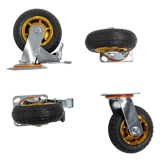 Castor Wheels 4 x 6" 150mm Swivel Silent Caster 2 Brakes 800KG - Shoppers Haven  - Outdoor > Others     