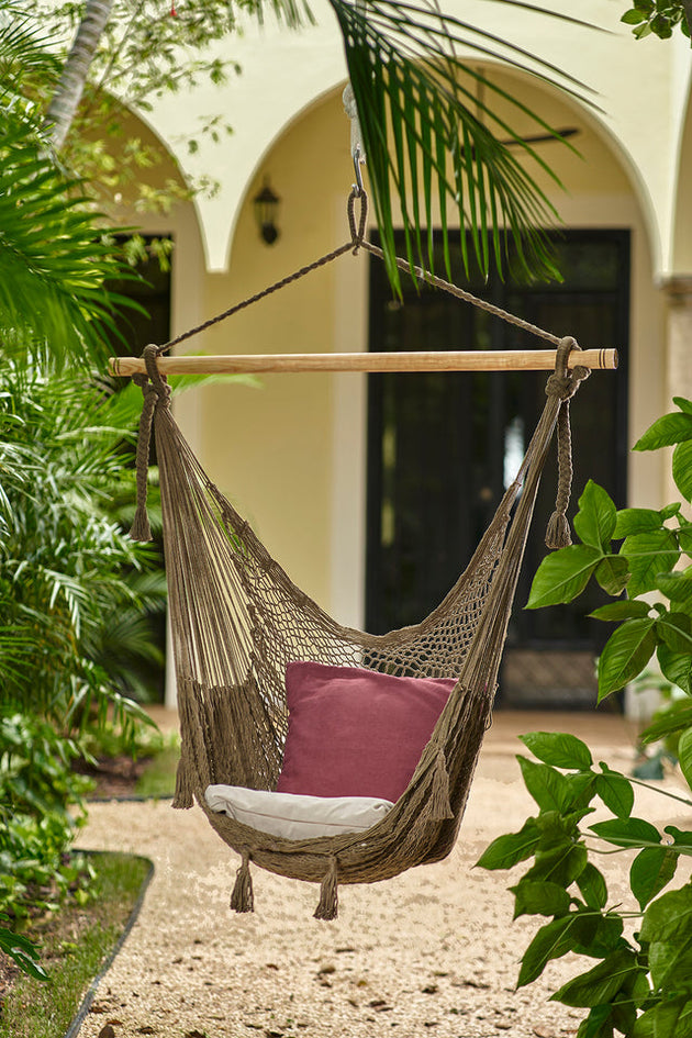 Mayan Legacy Extra Large Outdoor Cotton Mexican Hammock Chair in Cedar Colour - Shoppers Haven  - Home & Garden > Hammocks     