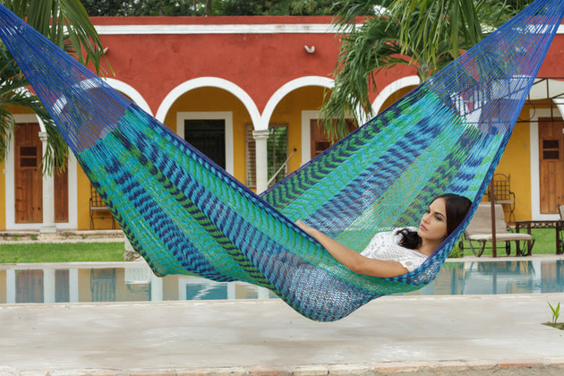 Outdoor undercover cotton Mayan Legacy hammock King size Caribe - Shoppers Haven  - Home & Garden > Hammocks     